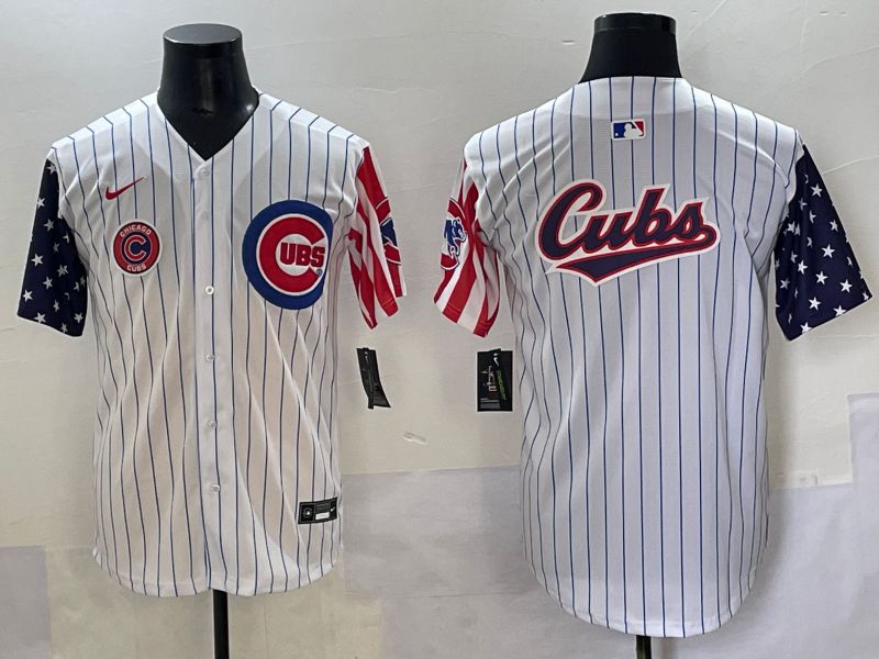 Men 2025 Chicago Cubs Blank White Stripe a generation of national flags Joint Name Nike MLB Jersey style 6